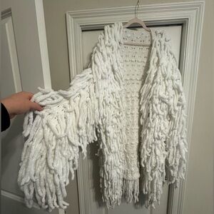 FOXBLOOD Sample Sale Shaggy White Cardigan